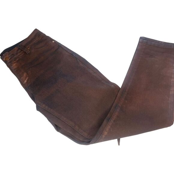 Max Studio | Brown & Navy Iridescent Straight Leg Denim Jeans Size 8 | EUC - Picture 3 of 14